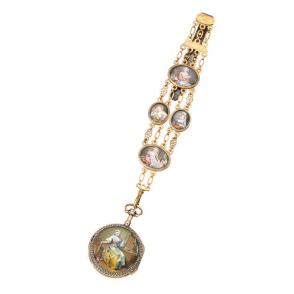 French gold, diamond set repeater a toc with chatelaine Circa 1780