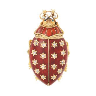 Swiss gold beetle form pendent watch Circa 1890
