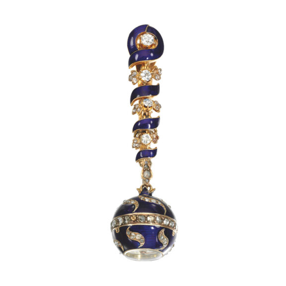 Swiss gold keyless ball form brooch watch Circa 1910