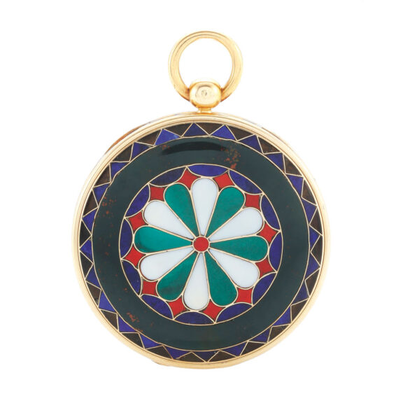 Fine, rare French gold and hardstone inlay watch Circa 1840