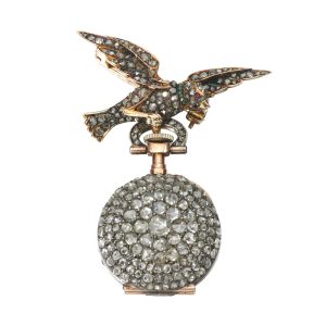 Swiss silver, gold and diamond-set watch with brooch Circa 1900