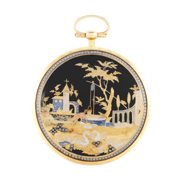 A Swiss gold and enamel automaton verge Circa 1810