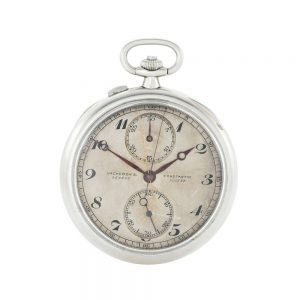 Swiss platinum split chronograph with register Circa 1925