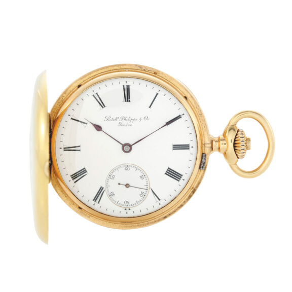 Swiss gold full hunter lever pocket watch Circa 1882 Swiss gold full hunter lever pocket watch Circa 1882