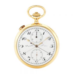 Swiss gold open faced split chronograph Circa 1925