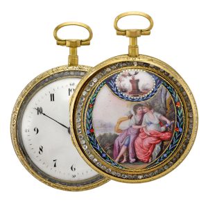 French gilt metal and enamel cylinder Circa 1800