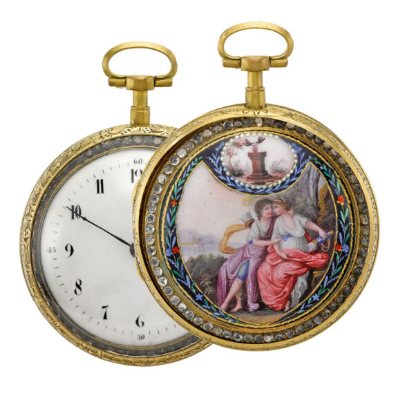 French gilt metal and enamel cylinder Circa 1800