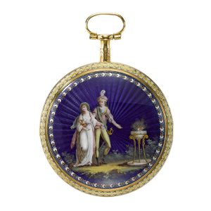 Ultra slim gold and enamel virgule watch Circa 1800