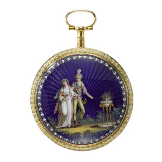 Ultra slim gold and enamel virgule watch Circa 1800