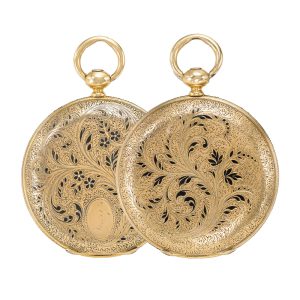 Swiss gold and enamel full hunter watch Circa 1855