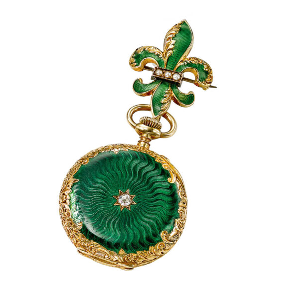 Swiss gold, enamel, diamond set ladies watch Circa 1900