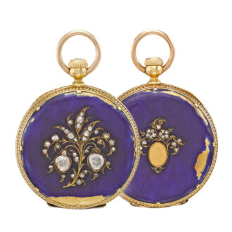 Swiss gold, enamel and diamond set full hunter Circa 1855