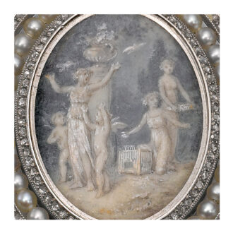 French pendant with painted miniatures by Paillet Circa 1910