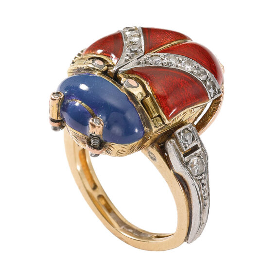 Rare Swiss ladybug form ring watch Circa 1920