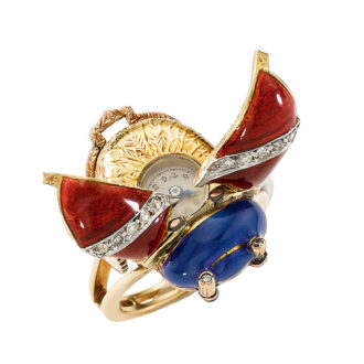 Rare Swiss ladybug form ring watch Circa 1920