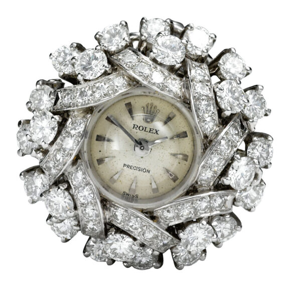Rare white gold diamond set ladies ring watch Circa 1965 Rare white gold diamond set ladies ring watch Circa 1965
