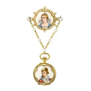 Fine, unique Swiss miniature watch with brooch Circa 1890