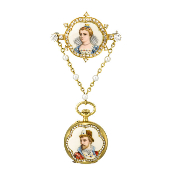 Fine, unique Swiss miniature watch with brooch Circa 1890