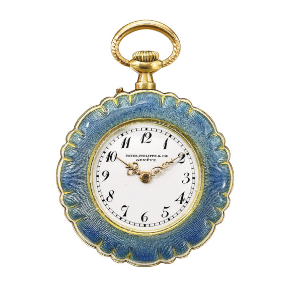 Swiss gold, blue enamel, diamond set lever Circa 1909
