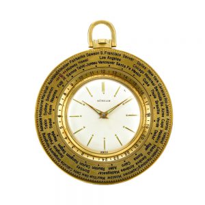 Rare gold world time lever watch Circa 1945