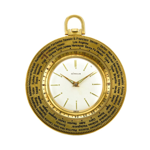 Rare gold world time lever watch Circa 1945