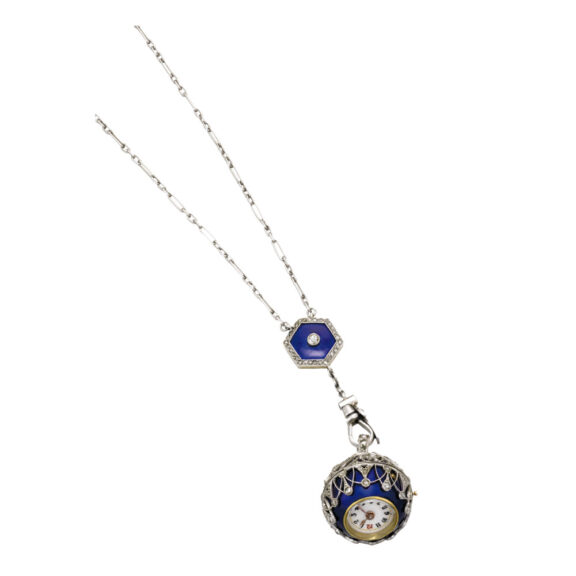 Attractive Swiss gold ball-form pendant watch Circa 1910
