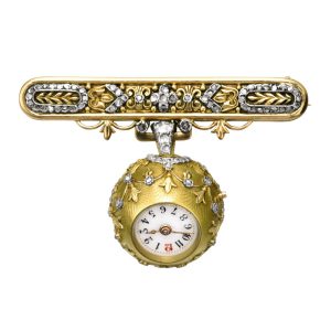 Swiss 18K gold and diamond-set Boule de Genève Circa 1910