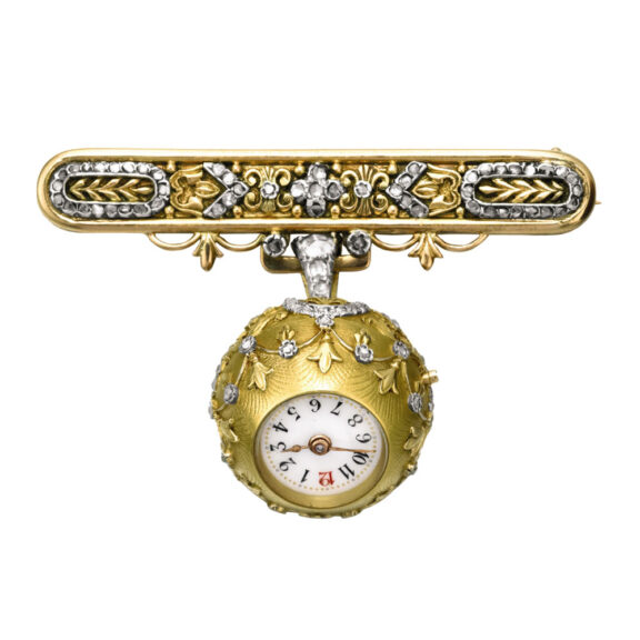 Swiss 18K gold and diamond-set Boule de Genève Circa 1910