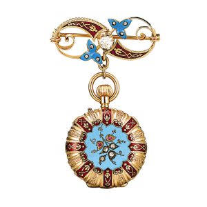 Swiss cylinder watch with brooch Circa 1900