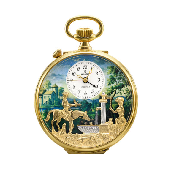 Swiss gilt-metal musical automaton with alarm Circa 1980