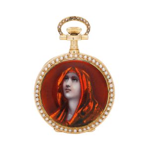 Swiss gold lever with portrait of Mater Dolorosa Circa 1892