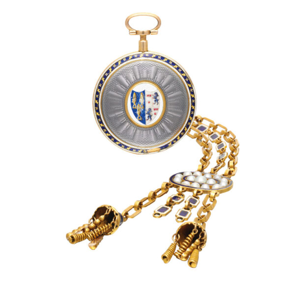 French gold and enamel verge with chatelaine Circa 1790