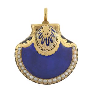 French gold, enamel and pearl set form watch Circa 1810