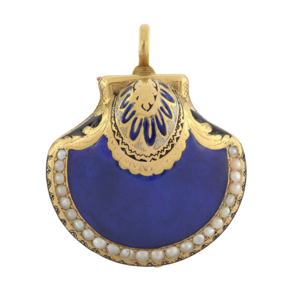 French gold, enamel and pearl set form watch Circa 1810