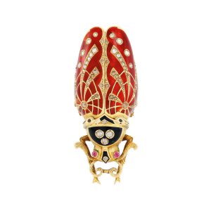 Gold, enamel, diamond set beetle form watch Circa 1890