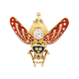 Gold, enamel, diamond set beetle form watch Circa 1890