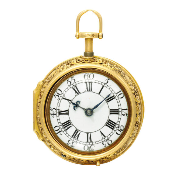 English repoussé repeater with pulse piece Circa 1740 English repoussé repeater with pulse piece Circa 1740