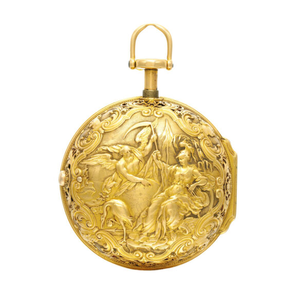 English repoussé repeater with pulse piece Circa 1740