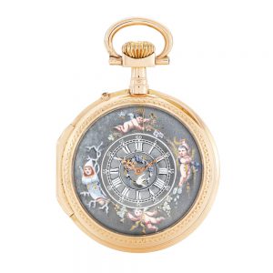 Swiss gold open faced cylinder pocket watch Circa 1910