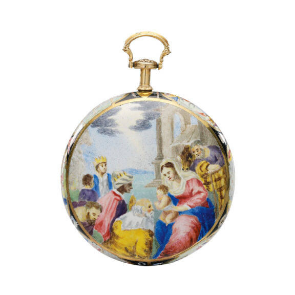 English 22K gold and enamel verge pendant watch Circa 1780