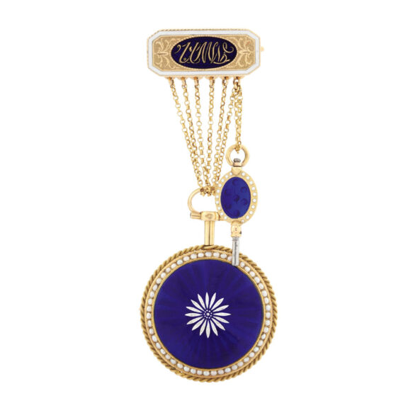 French cylinder with chain pendant and key Circa 1800