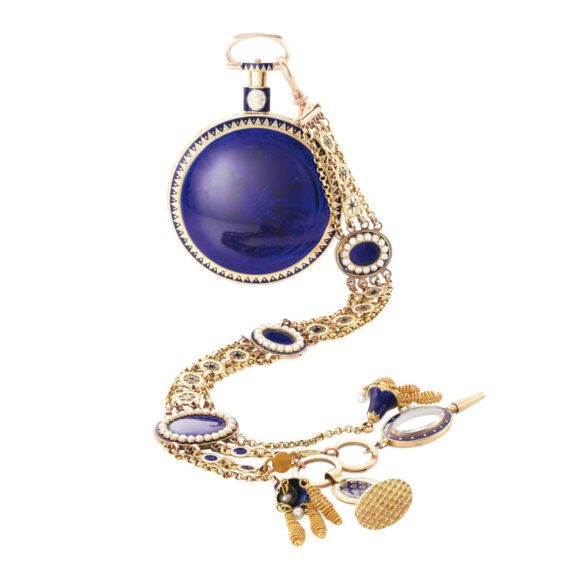 English gold and enamel verge with chatelaine Circa 1790