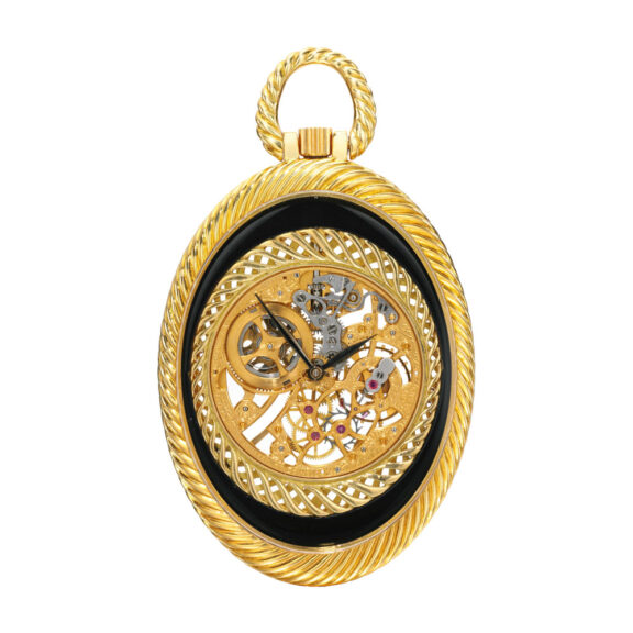 Swiss 18 carat gold skeletonized oval watch Circa 1985