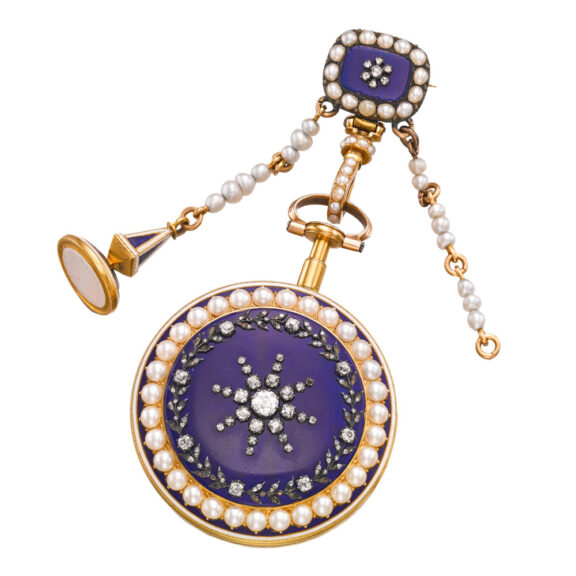 English gold, enamel and pearl set cylinder Circa 1790