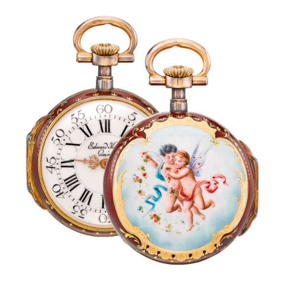 Swiss gold and enamel open faced lever Circa 1890