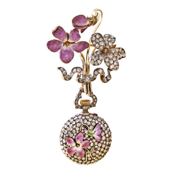 Swiss miniature pendant watch and brooch Circa 1910