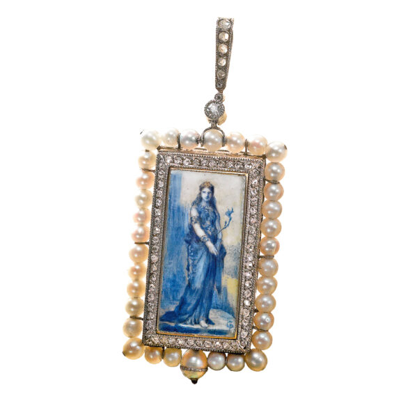 Swiss platinum, enamel, diamond/pearl set lever Circa 1900