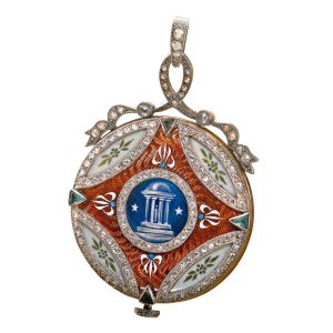French gold, enamel and diamond set lever