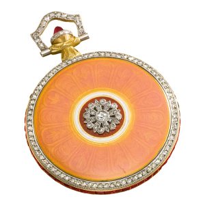 Swiss gold, enamel, diamond, ruby set lever Circa 1910