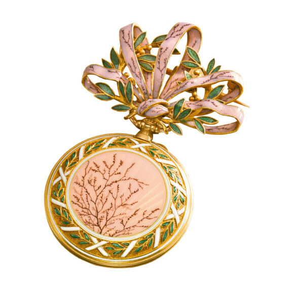 Swiss gold and enamel watch with brooch Circa 1890